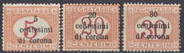 DALMAZIA, OCCUPAZIONE ITALIANA - 1919 - Lotto Comprendente 3 Segnatasse Nuovi Senza Gomma. - Dalmatië