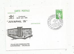 ENTIER POSTAl SUR Carte Postale, Juvaphil 79 , 2 éme Expo. Des Jeunes Philatélistes ,1979 ,COURBEVOIE - Sobres Tipos Y TSC (antes De 1995)