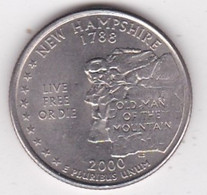 New Hampshire Quarter Dollar 2000 P, Georges Washington, Cupronickel KM# 308 - 1999-2009: State Quarters
