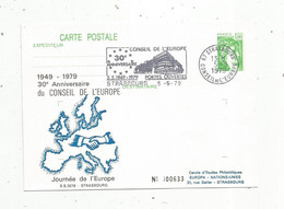 ENTIER POSTAL SUR Carte Postale, 30 E Anniversaire Du Conseil De L'Europe , 67 , STRASBOURG , 1979 - Standard- Und TSC-Briefe (vor 1995)