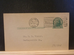 92/303 POSTAL CARD Usa  PIQUAGE VERSO 1929 - 1921-40