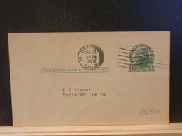 92/304 POSTAL CARD Usa  PIQUAGE VERSO 1929 - 1921-40