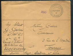 SUISSE - LETTRE OBL. " CAMP MILITAIRE D'INTERNEMENT / FRANC DE PORT / DEGERSHEIM / SUISSE " EN 1940 - TB - Annullamenti