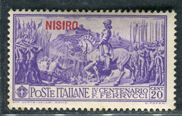 1930 Egeo Isole Nisiro 20 Cent Serie Ferrucci MH Sassone 12 - Aegean (Lipso)