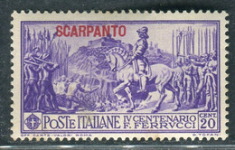 1930 Egeo Isole Scarpanto 20 Cent Serie Ferrucci MH Sassone 12 - Egée (Scarpanto)