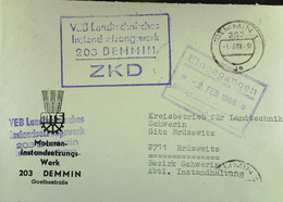 Fern-Brief Mit ZKD-Kastenst "VEB Landtechnisches Instandsetzungswerk 203 DEMMIN" V. 2.2.68 An Landtechnik Sitz Brüsewitz - Covers & Documents