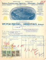 Matières Premières Pour Papeteries - Effilochages - Essuyages - Fonderie De Zinc -  Victor Peeters - Herentaels 1960. - Imprimerie & Papeterie