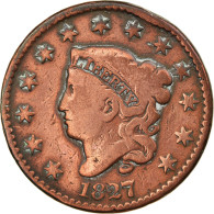 Monnaie, États-Unis, Coronet Cent, Cent, 1827, U.S. Mint, Philadelphie, TB - 1816-1839: Coronet Head