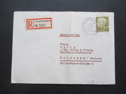 BRD 1954 / 55 Heuss I Nr. 191 EF Einschreiben Walchensee 13b Nach Heidenau Sachsen Mit Ank. Stempel - Briefe U. Dokumente