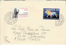 LUXEMBOURG AFFRANCHISSEMENT COMPOSE SUR LETTRE POUR LA FRANCE 2014 - Brieven En Documenten