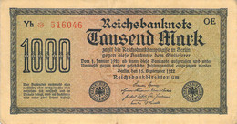 1000 Mark Reichsbanknote 1922 VF/F (III) - 1000 Mark