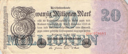 20 Mio Mark Reichsbanknote 1922 VF/F (III) - 20 Millionen Mark