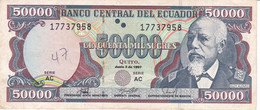 BILLETE DE ECUADOR DE 50000 SUCRES DEL 2 DE JUNIO DEL AÑO 1997 (BANKNOTE) Nº PEQUEÑOS - Equateur