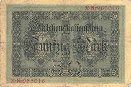 50 Mark Reichsbanknote 1914 VG/G (IV) Darlehenskassenschein - 20 Mark