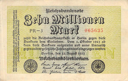 10 Mio Mark Reichsbanknote VF/F (III) - 10 Mio. Mark