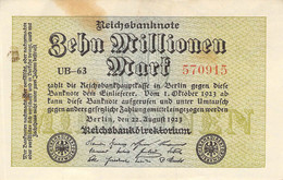 10 Mio Mark Reichsbanknote VF/F (III) - 10 Mio. Mark