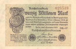 20 Mio Mark Reichsbanknote VF/F (III) WZ Ringel - 20 Mio. Mark