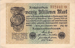 20 Mio Mark Reichsbanknote VF/F (III) WZ Rauten - 20 Miljoen Mark