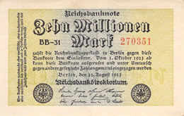 10 Mio Mark Reichsbanknote VF/F (III) - 10 Mio. Mark