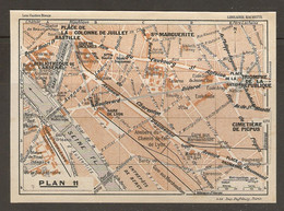 CARTE PLAN DE PARIS 1928 STATION METRO PLAN 11 - CIMETIERE DE PICPUS BASTILLE REPUBLIQUE Blio ARSENAL GARE DE LYON - Topographical Maps