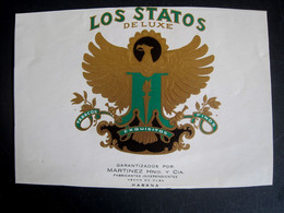 CIGAR LABEL - FABRICA DE TABACOS - MARTINEZ Y Hno. - LOS STATOS DELUXE - HABANA - CUBA - Labels