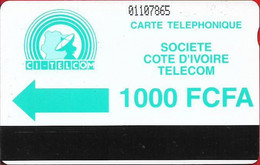 Ivory Coast - CI-Telcom - Autelca - Green Logo CI-Telcom, With Notch, Dashed Ø, 1994, 1.000CFA, Used - Ivoorkust