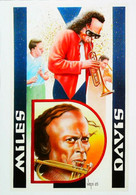 ► Carte Postale  - Instrument à Vent - MILES DAVIS  Avec TROMPETTE Dessin Bernard Veyri -  Tirage Limité 500 Ex. 2005 - Veyri, Bernard