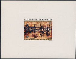 FRENCH POLYNESIA (1972) "Harbor" By André Brooke. Deluxe Sheet. Scott No C91, Yvert No PA57. - Imperforates, Proofs & Errors