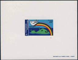 FRENCH POLYNESIA (1978) Bird With Rainbow Over Island. Deluxe Sheet. Nature Protection. Scott No C165 - Ongetande, Proeven & Plaatfouten