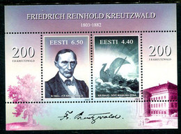 ESTONIA 2003 Kreutzwald Bicentenary Block MNH / **.  Michel Block 20 - Estonia