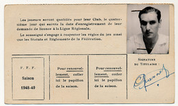 Fédération Française De Football - Licence Corporative Senior - 1948/49 - Ligue Régionale D'Alger - Documents Historiques