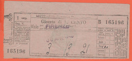 Lotto - 1948 - Giocata Di L. 100 - Ricevuta - Banco Di Firenze - Lottery Tickets
