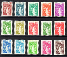 FRANCE 1977/78 - Yvert N° 1965/1979 NEUFS **/MNH, Série 15 Valeurs Variété Sans Phosphore Gomme Brillante, Signés Calves - 1977-1981 Sabina Di Gandon