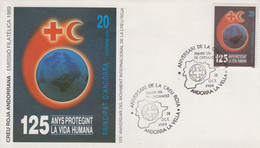 Enveloppe  FDC  1er  Jour  ANDORRE   ANDORRA   CROIX   ROUGE   Andorrane  1989 - FDC