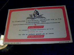 Vieux Papier Buvard  Compagnie D'assurances Générale Sur La Vie à Paris Rue Richelieu - A