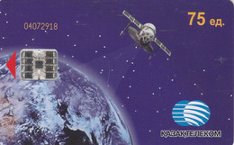 Kazakhstan, KZ-KZT-0002F, 75 Units, Satellite And Earth, 2 Scans.     Yellow Control Number In The Front Upper Left. - Kazajstán