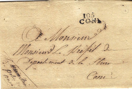 1807 - Lettre De 105 / CONI ( La Stura )  En Port Payé  ( TAXE Au Dos )  Pour Coni - Lettre Locale - 1792-1815: Départements Conquis