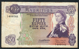 MAURITIUS P33b 50 RUPEES 1967  #A/2  Signature 2      VF    NO P.h. - Mauricio