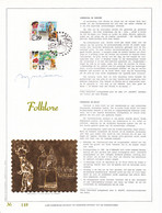 B01-239 2200 2201 Carte Souvenir Goud Or Gold FDC Folklore Aalst Géant Beffroi Gilles Carnaval De Binche 01-02-1986 - 1981-1990