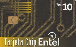 Bolivia, BO-ENTEL-064, First Chipcard Issue, Abstract Brown Design, 2 Scans. - Bolivia