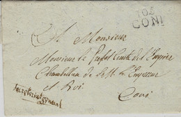 1814 - Lettre De 105 / CONI ( La Stura ) 22 Mm  Non Taxée  Pour Coni ( Local )  Courrier Du Maire De Cataglio - 1792-1815: Conquered Departments