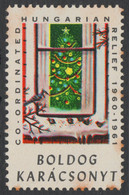 HUNGARY USA Exile CHRISTMAS Charity Stamp CINDERELLA LABEL VIGNETTE 1960 1961 Exile - MNH / Tree Bird - Non Classés