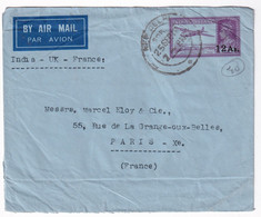 INDIA - 1947 - ENVELOPPE ENTIER AEROGRAMME De NEW DEHLI => PARIS Via UK - 1936-47  George VI