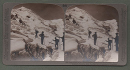 02153 "1820-ASCENT OF MT. BLANC-CROSSING BOSSONS GLACIER CREVASSES -GRANDS-MULETS IN DISTANCE-1901" STEREOSCOPICA ORIG. - Estereoscópicas