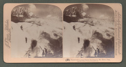 02157 "83-TUNNEL IN THE GREAT GLACER DES BOSSONS-MT. BLANC-ALPE-1899" STEREOSCOPICA ORIG. - Cartoline Stereoscopiche