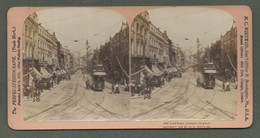 02158 "2596-LORD STREET-LIVERPOOL-ENGLAND-1902" ANIMATA, TRAMWAY A 2 PIANI. STEREOSCOPICA ORIG. - Cartoline Stereoscopiche