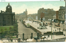 Manchester 1909; Piccadilly (Tram!) - Circulated. (Valentine's Series) - Manchester