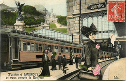 Lourdes * Souvenir De La Commune * La Gare * Train * Je Vous Envoie Le Bonjour - Lourdes