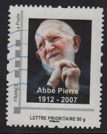 Timbre Personnalise Oblitere - Lettre Prioritaire 50g - Abbe Pierre - Gebraucht