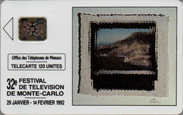 TÉLÉCARTE PHONECARD MONACO OFFICE DES TÉLÉPHONES 32 EME FESTIVAL DE TÉLÉVISION 1992 120 UNITÉS UTILISÉE - Monace